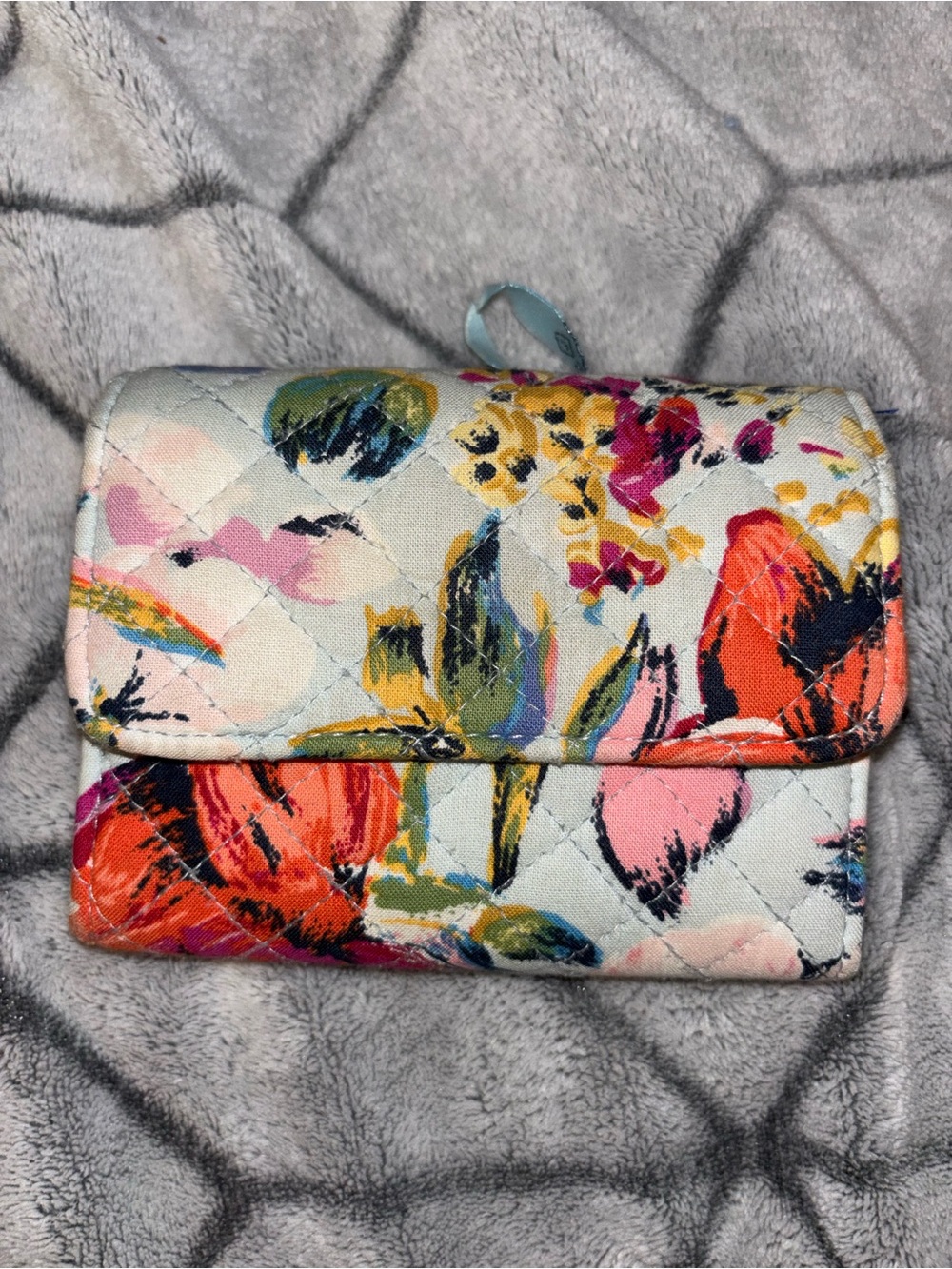 Vera Bradley RFID Riley Compact Wallet in Sea Air Floral pattern